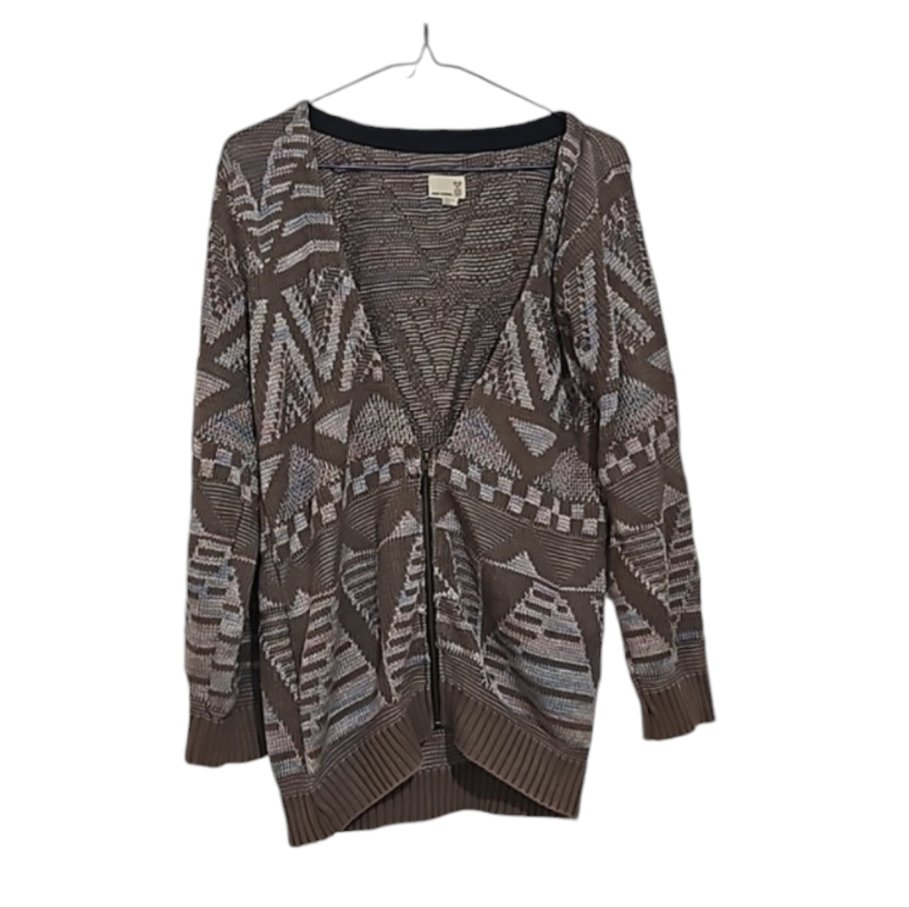 Urban Renewal Geometric Zip Sweater Cardigan made from Vintage Fabrics